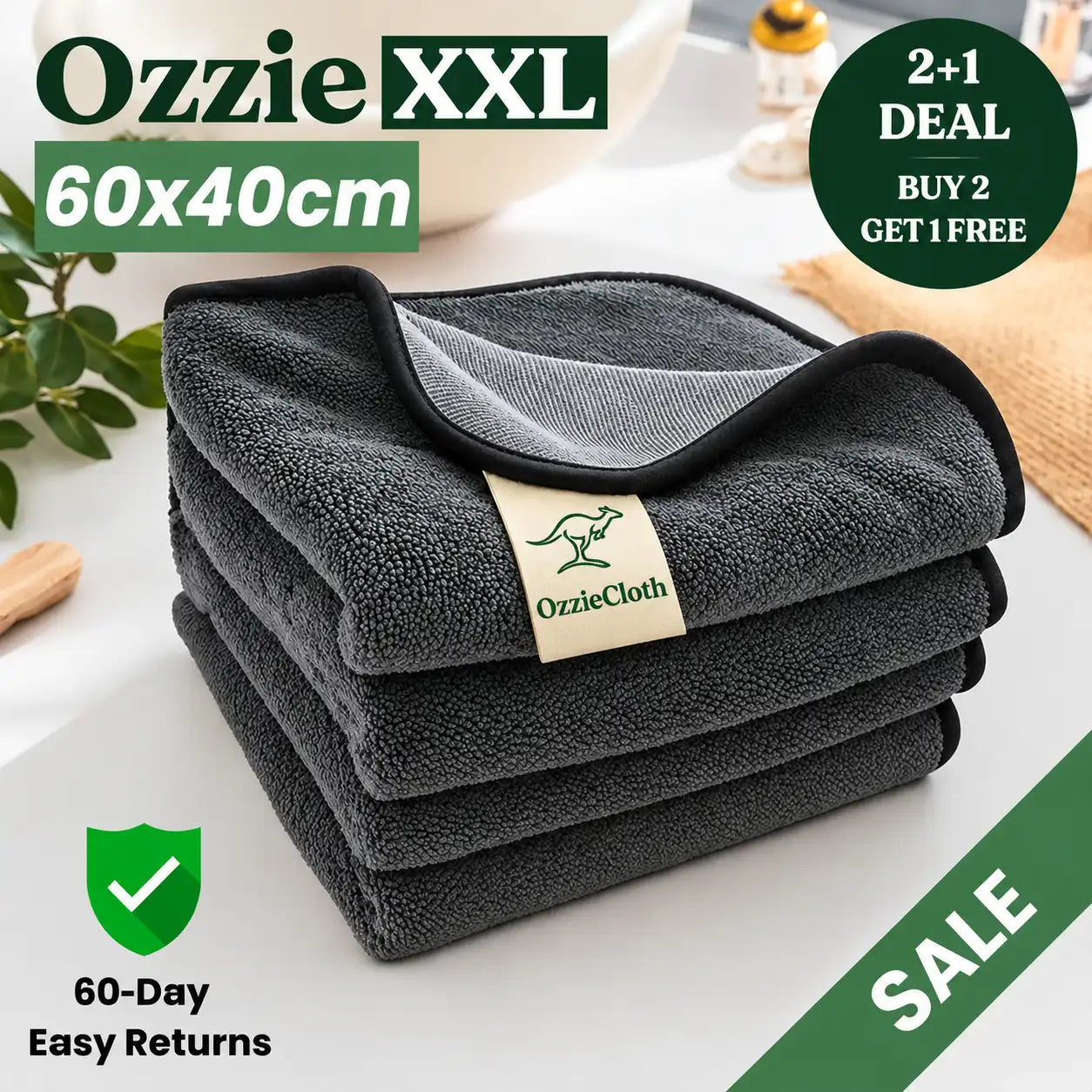OzzieCloth  XXL Bundles (60x40cm) – Streak-Free Cleaning With Just Water