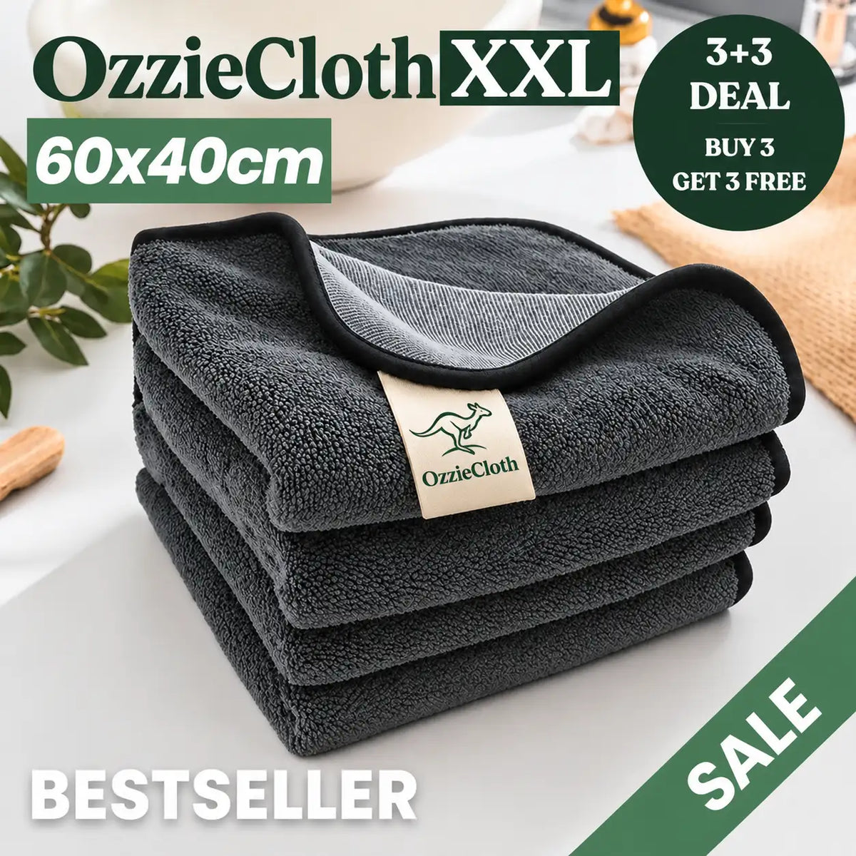 OzzieCloth  XXL Bundles (60x40cm) – Streak-Free Cleaning With Just Water