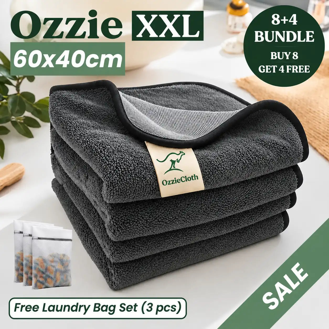OzzieCloth  XXL Bundles (60x40cm) – Streak-Free Cleaning With Just Water