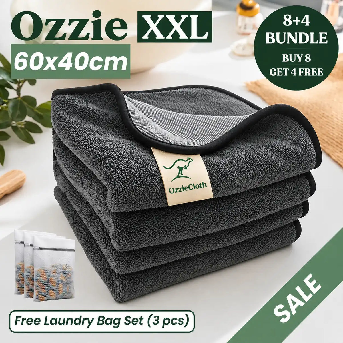 OzzieCloth  XXL Bundles (60x40cm) – Streak-Free Cleaning With Just Water