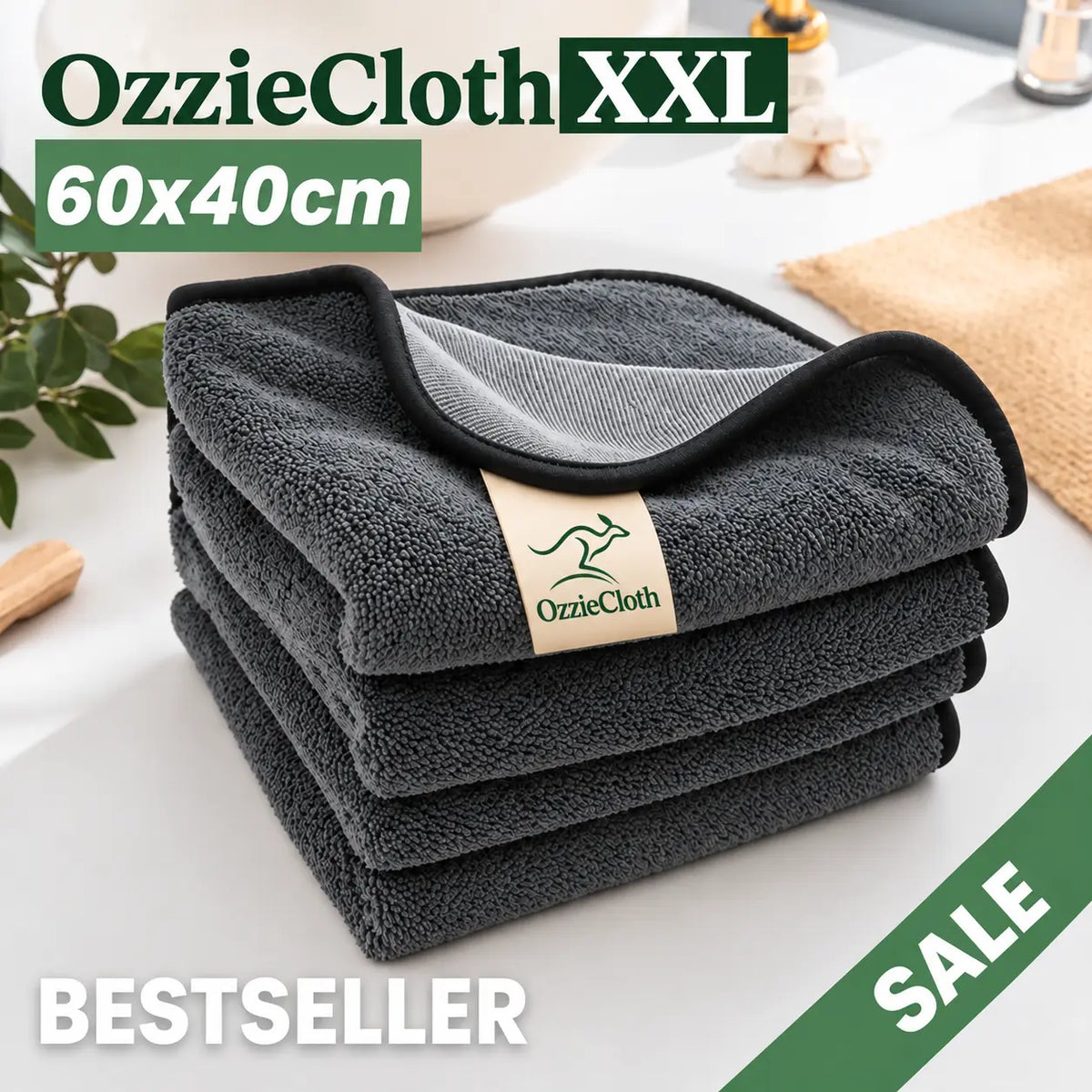 OzzieCloth  XXL Bundles (60x40cm) – Streak-Free Cleaning With Just Water